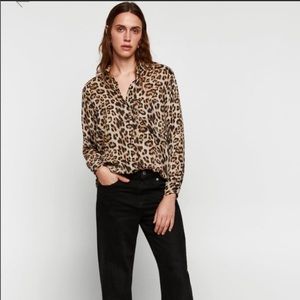 Zara Basics button up leopard shirt. Size Medium.